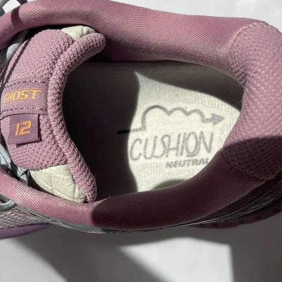 Brooks Women's Ghost 12 Purple Gray Plaid Sneakers 7 - Picture 5 of 11